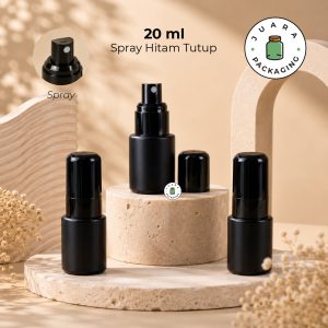 Botol Kaca Hitam Tutup Spray Hitam Tutup Hitam - 20ml
