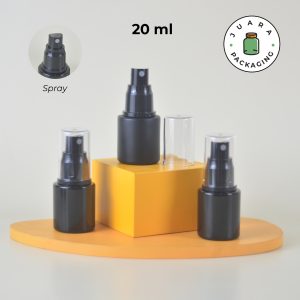 Botol Kaca Hitam Tutup Spray Hitam Tutup Silinder - 20ml
