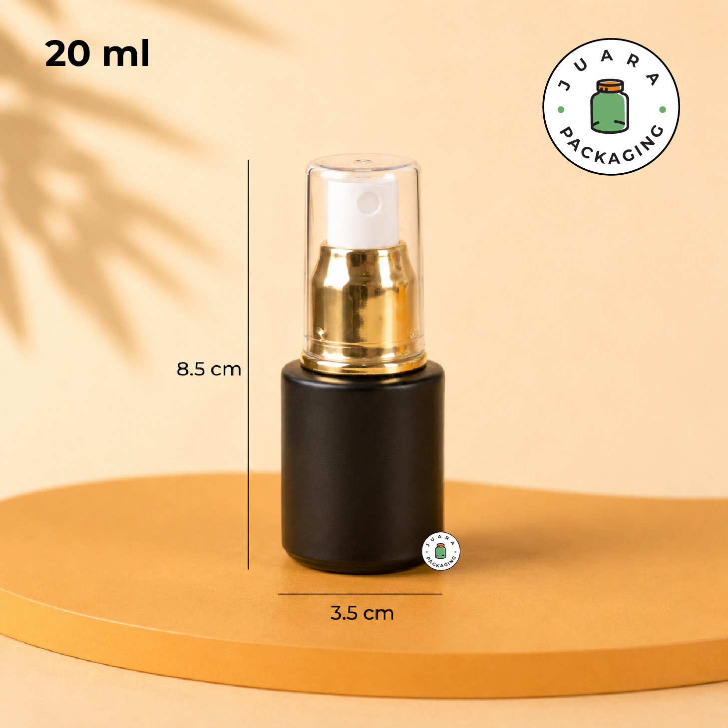 Botol Kaca Hitam Tutup Spray Gold Tutup Transparan - 20ml - Image 3