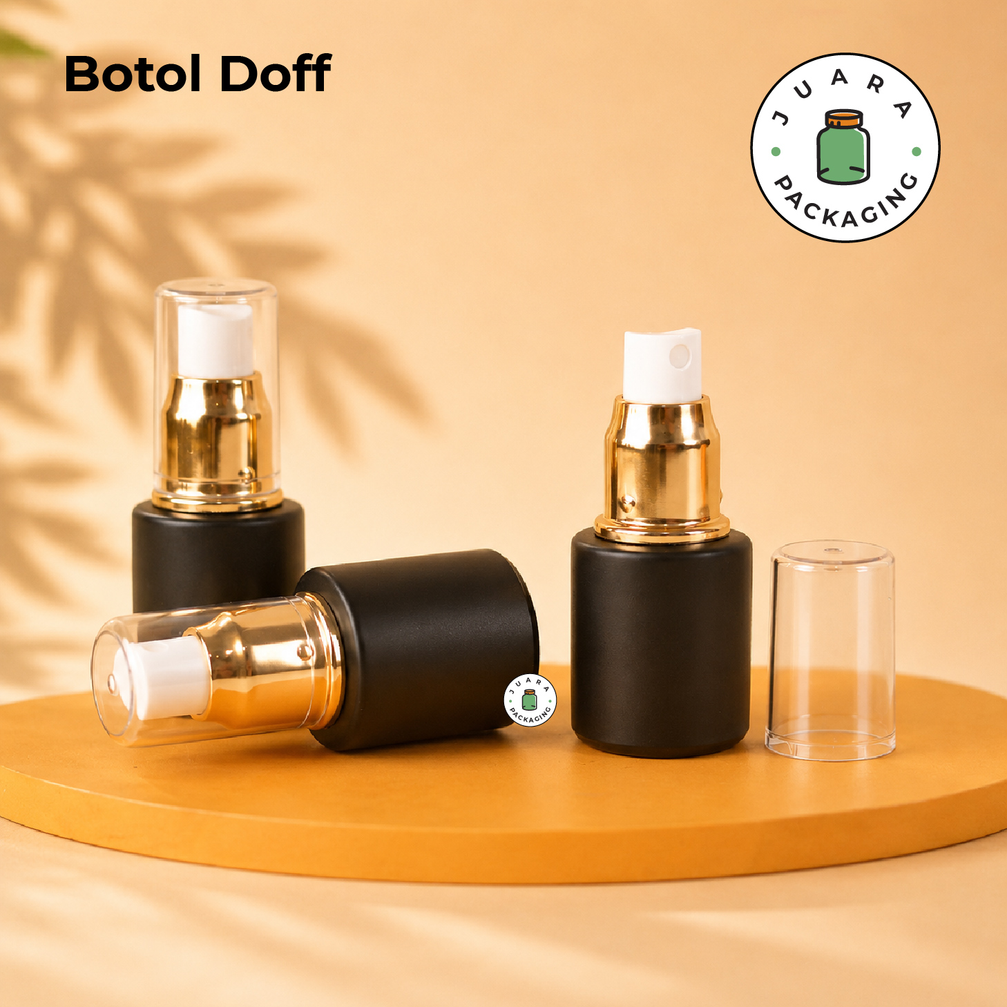 Botol Kaca Hitam Tutup Spray Gold Tutup Transparan - 20ml - Image 4