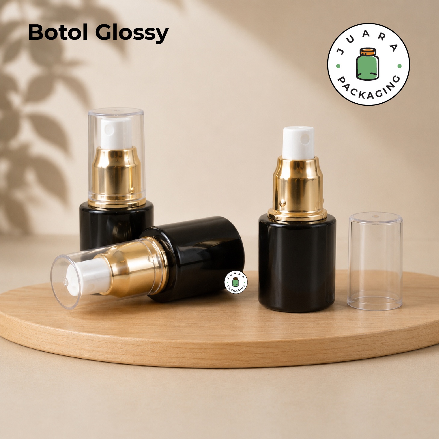 Botol Kaca Hitam Tutup Spray Gold Tutup Transparan - 20ml - Image 5