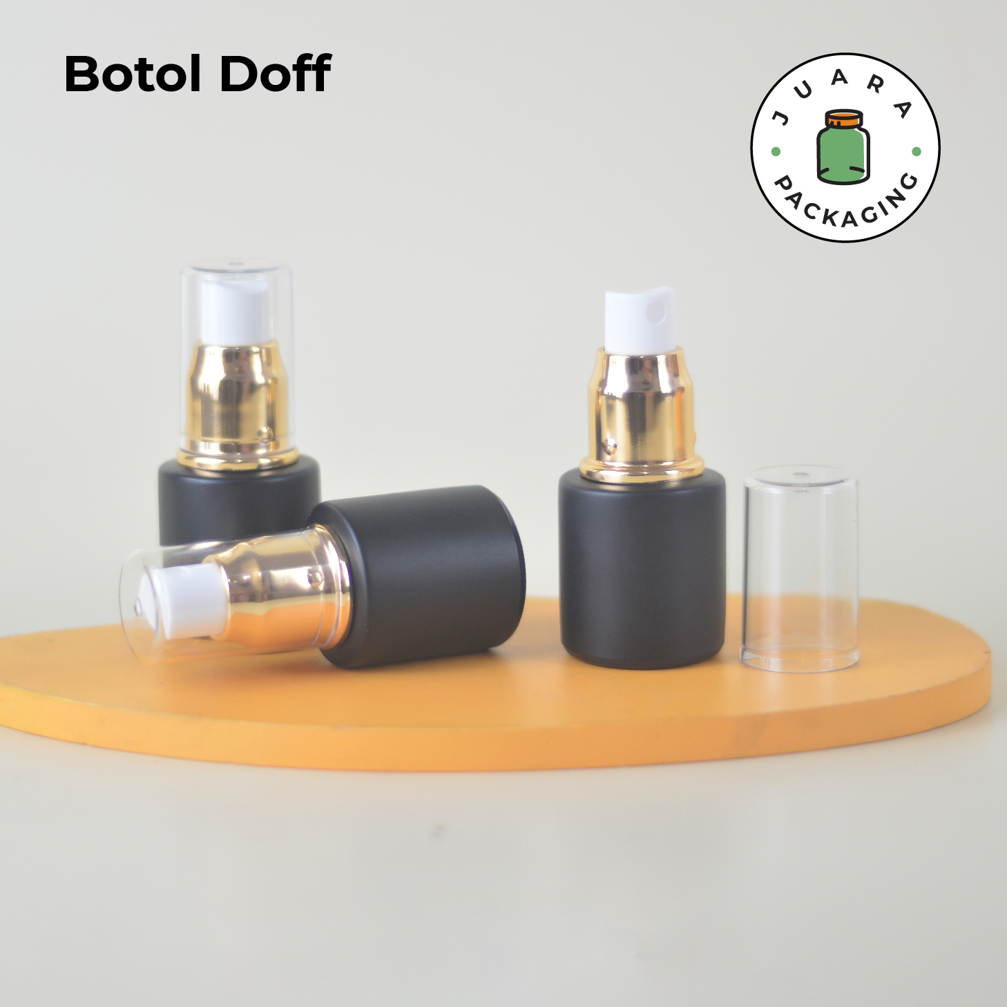 Botol Kaca Hitam Tutup Spray Gold Tutup Transparan - 20ml - Image 6