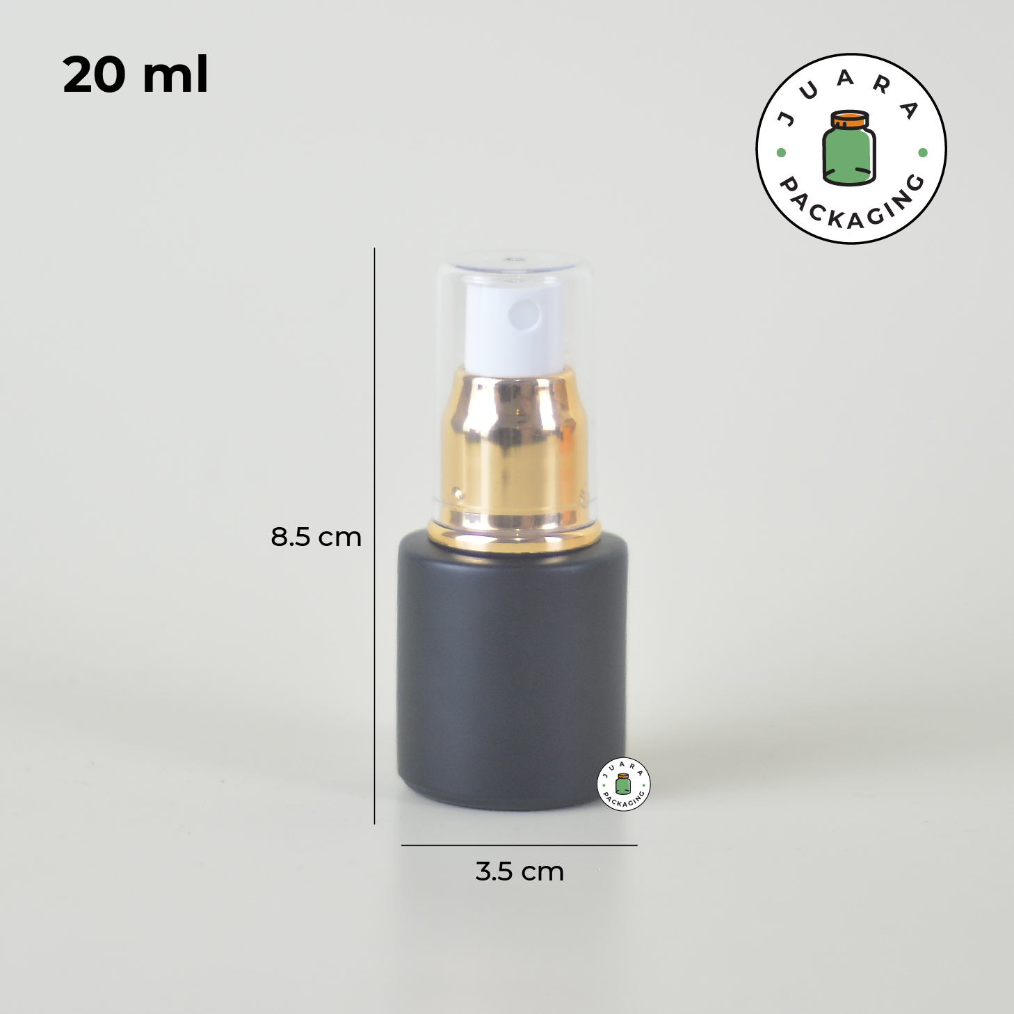 Botol Kaca Hitam Tutup Spray Gold Tutup Transparan - 20ml - Image 4