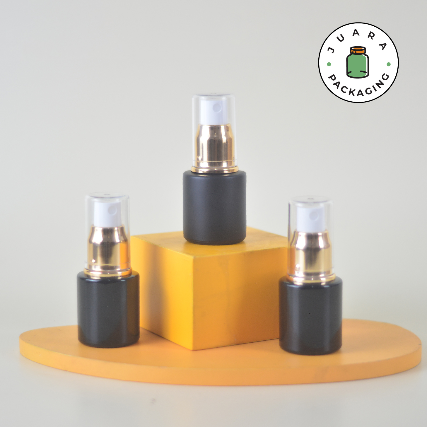 Botol Kaca Hitam Tutup Spray Gold Tutup Transparan - 20ml - Image 2