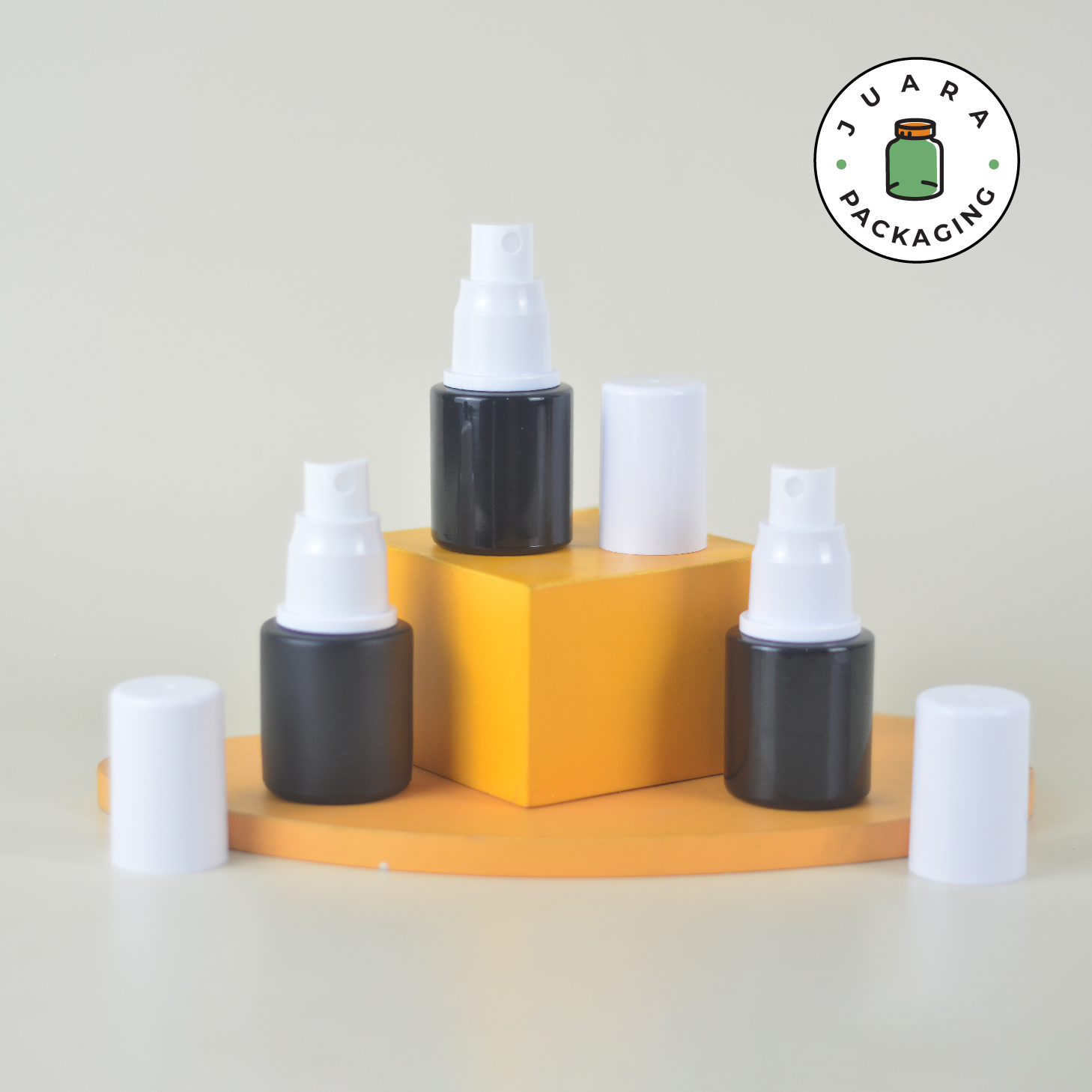 Botol Kaca Hitam Tutup Spray Putih Silinder - 20ml - Image 3