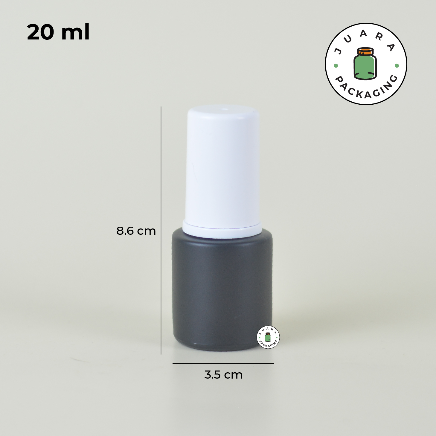 Botol Kaca Hitam Tutup Spray Putih Silinder - 20ml - Image 4