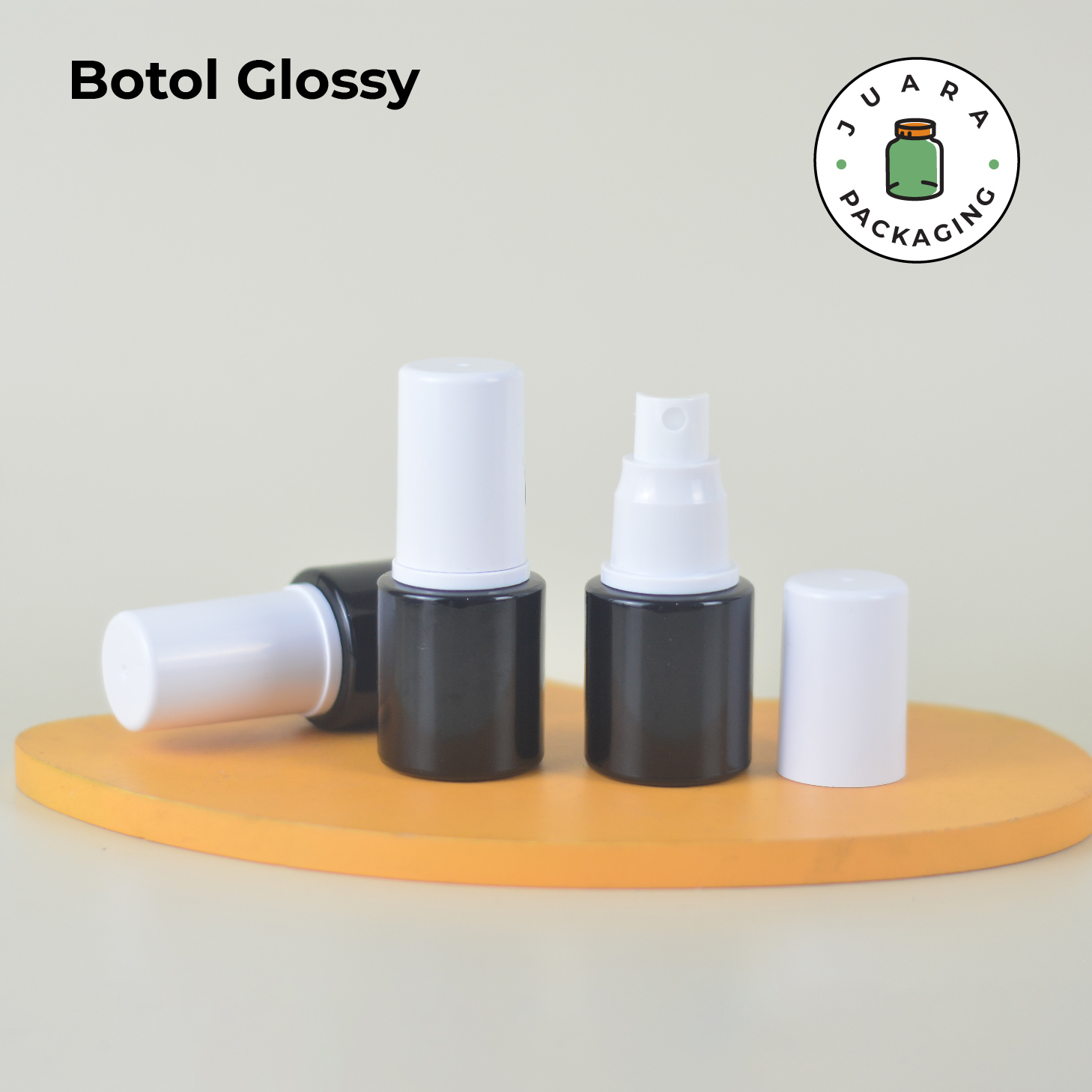 Botol Kaca Hitam Tutup Spray Putih Silinder - 20ml - Image 6