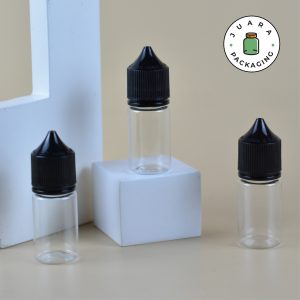 Botol Plastik Chubby Gorila Bening Tutup Hitam - 30 ml