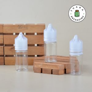 Botol Plastik Chubby Gorila Bening Tutup Putih - 30 ml