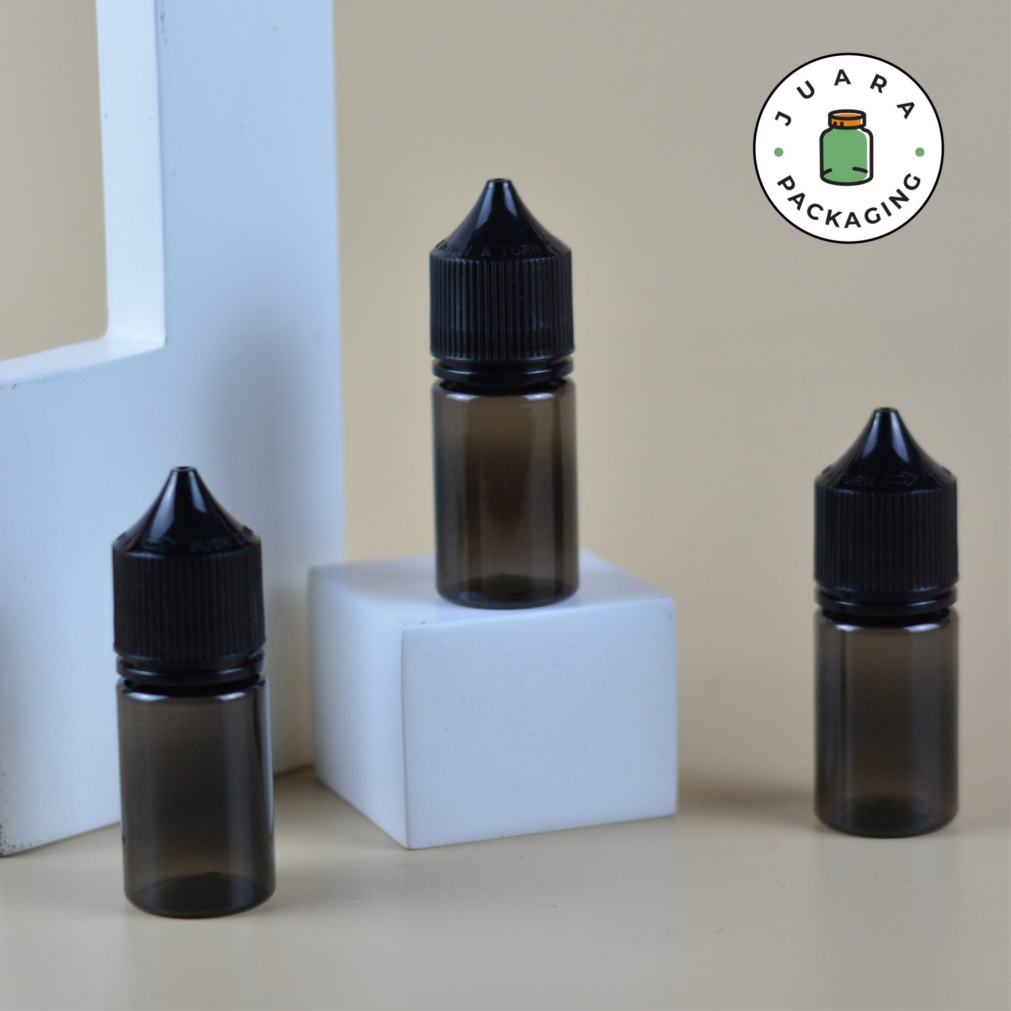 Botol Plastik Chubby Gorila Hitam Tutup Hitam - 30 ml - Suplyer Kemasan ...