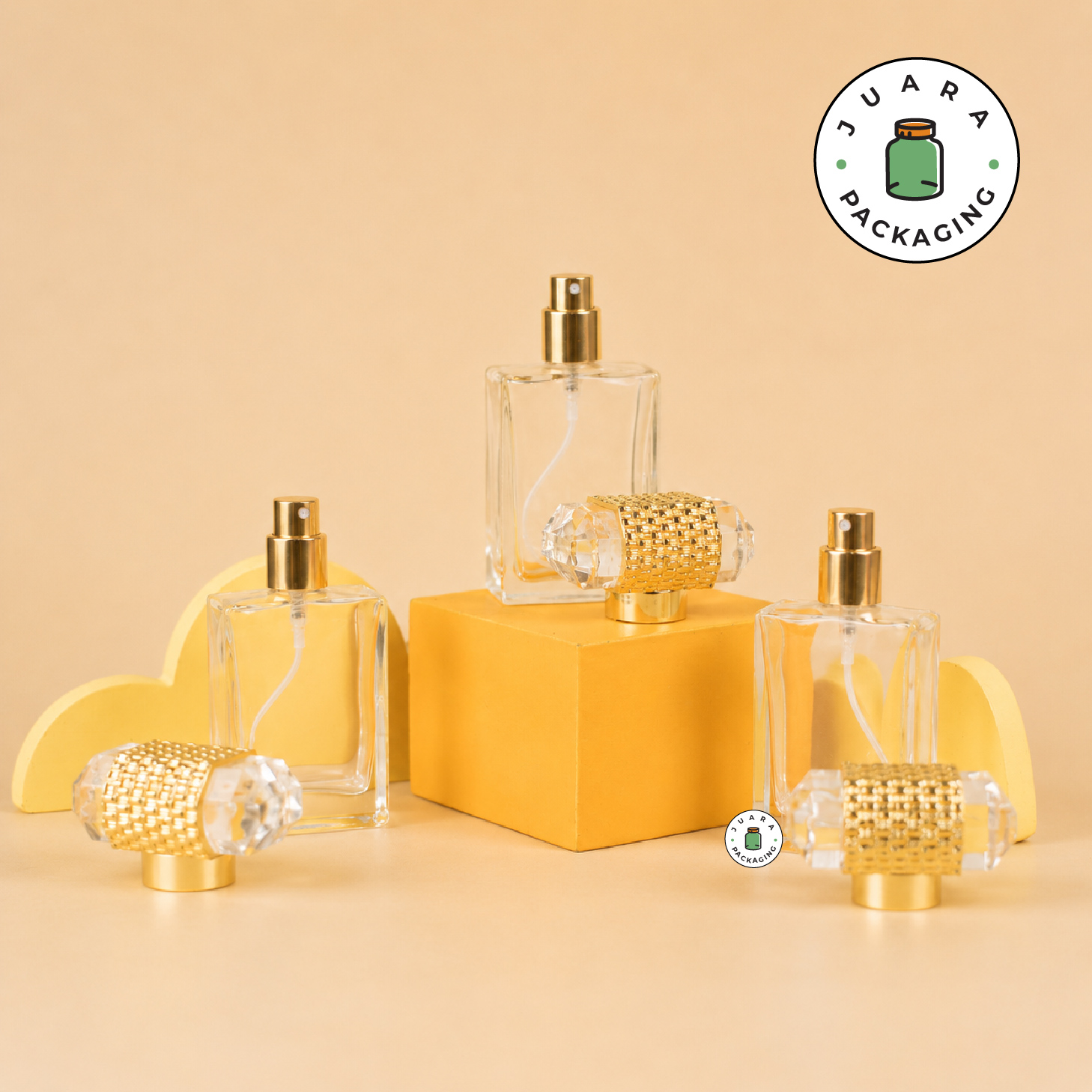 Botol Spray Kaca Tutup Gold Anyam - 30ml - Image 2
