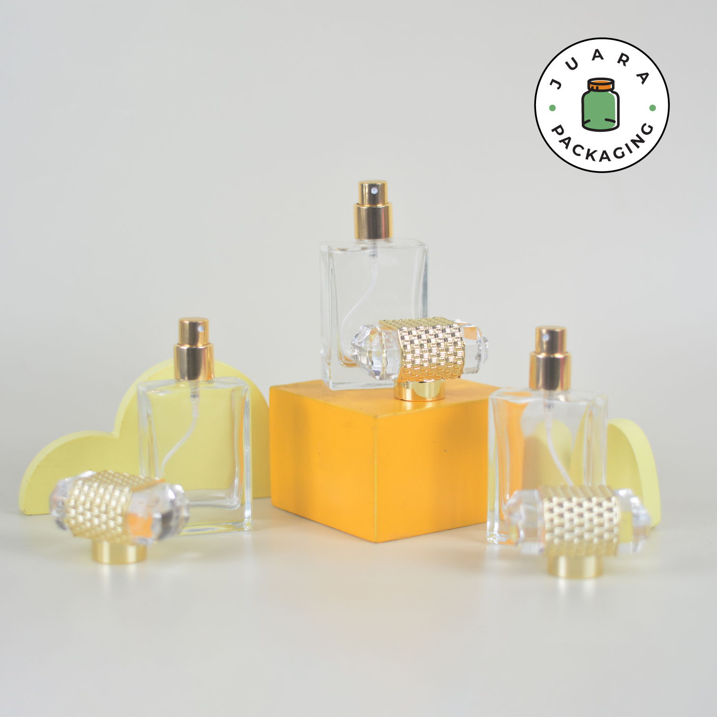 Botol Spray Kaca Tutup Gold Anyam - 30ml - Image 2