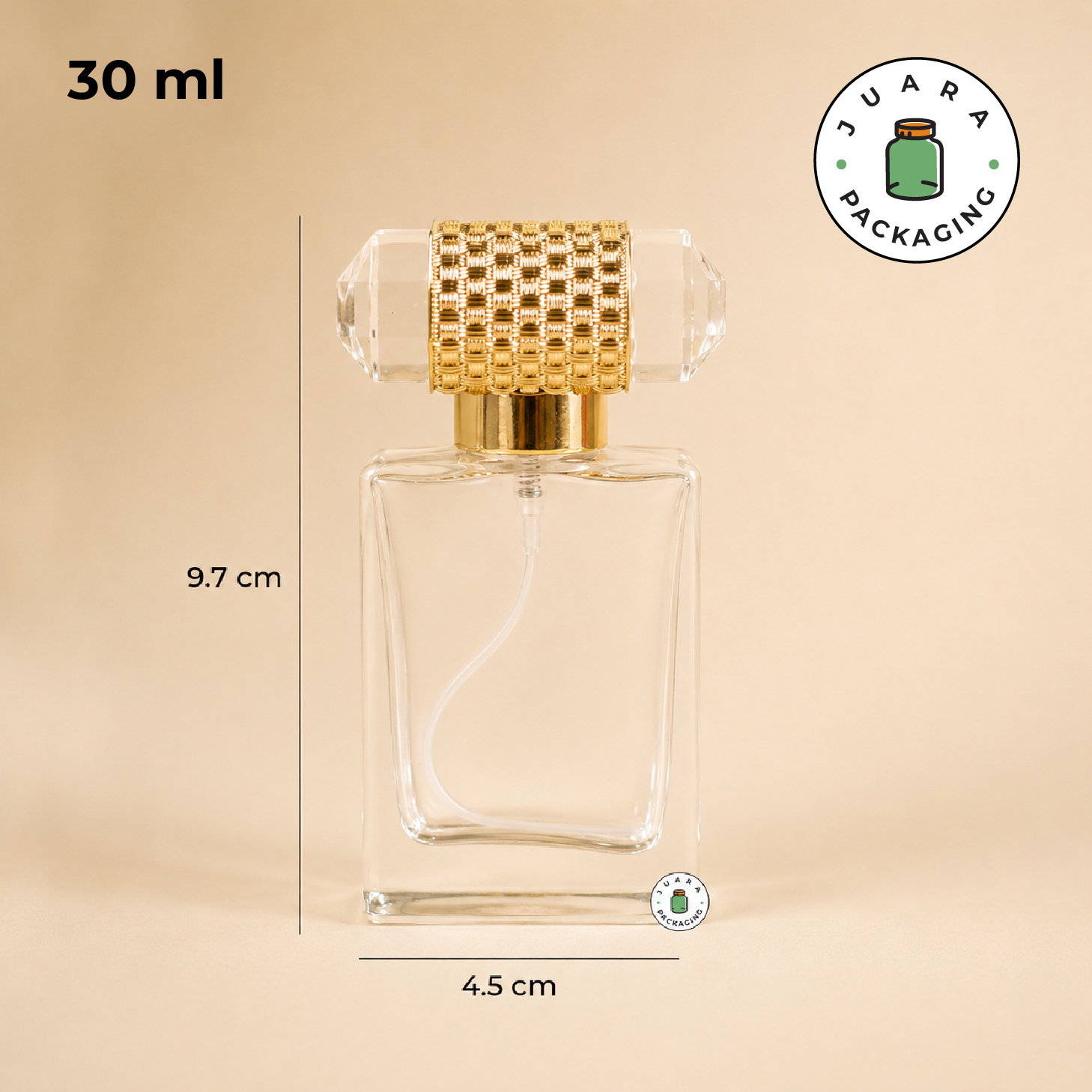 Botol Spray Kaca Tutup Gold Anyam - 30ml - Image 3