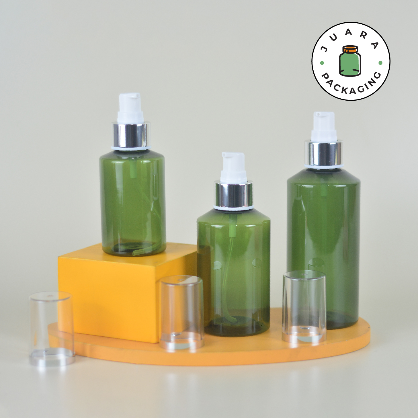 Botol Plastik PET Hijau Pump Putih - 100 ml 150 ml 200 ml - Beauty ...
