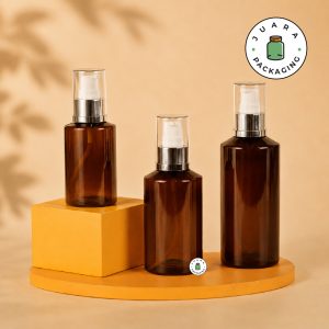Botol Plastik PET Coklat Pump Putih - 100 ml 150 ml 200 ml