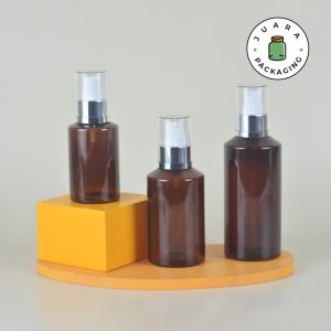 Botol Plastik PET Coklat Pump Putih - 100 ml 150 ml 200 ml