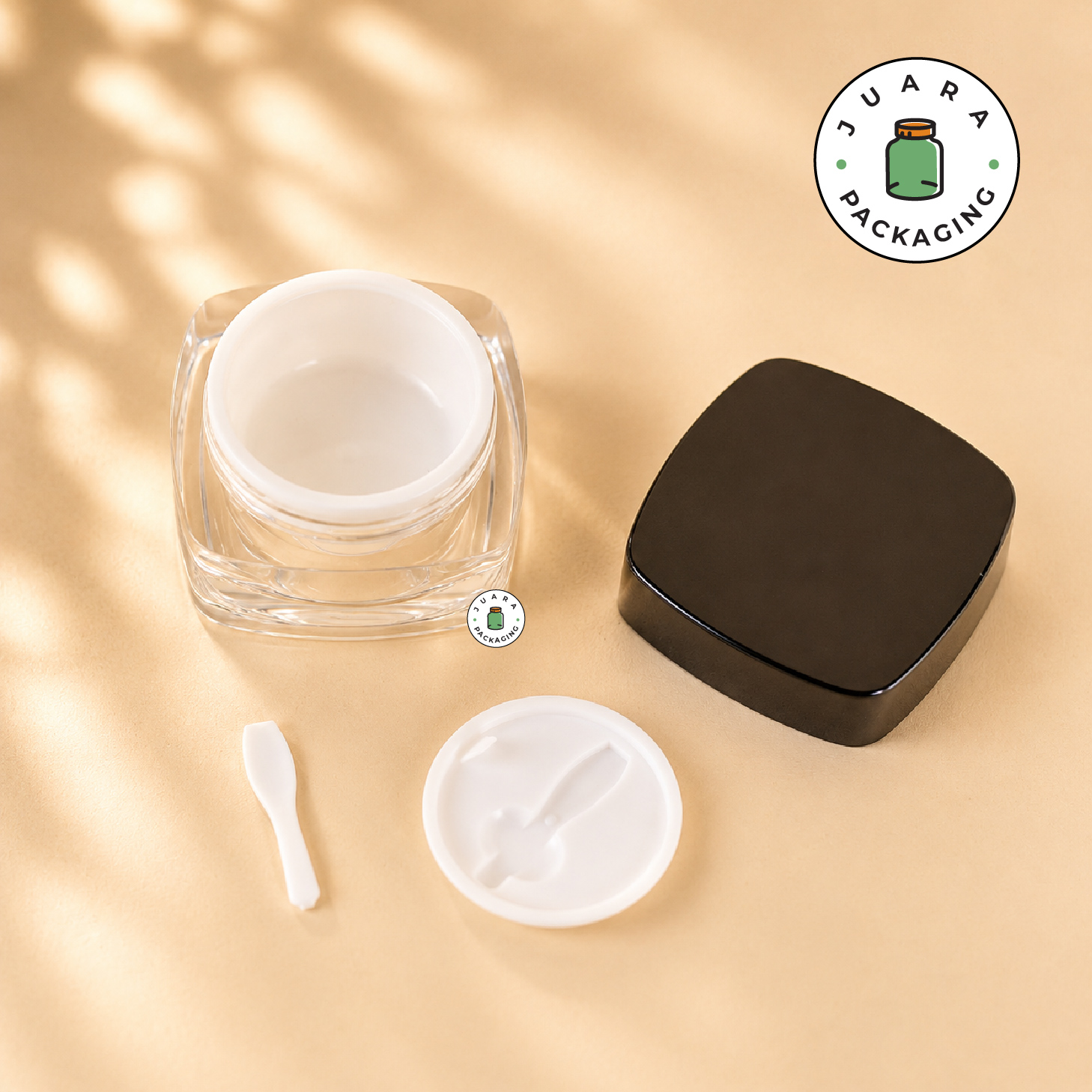 Pot Cream Acrylic Spatula + Inner Lid Hitam - 20 gr 30 gr - Image 5