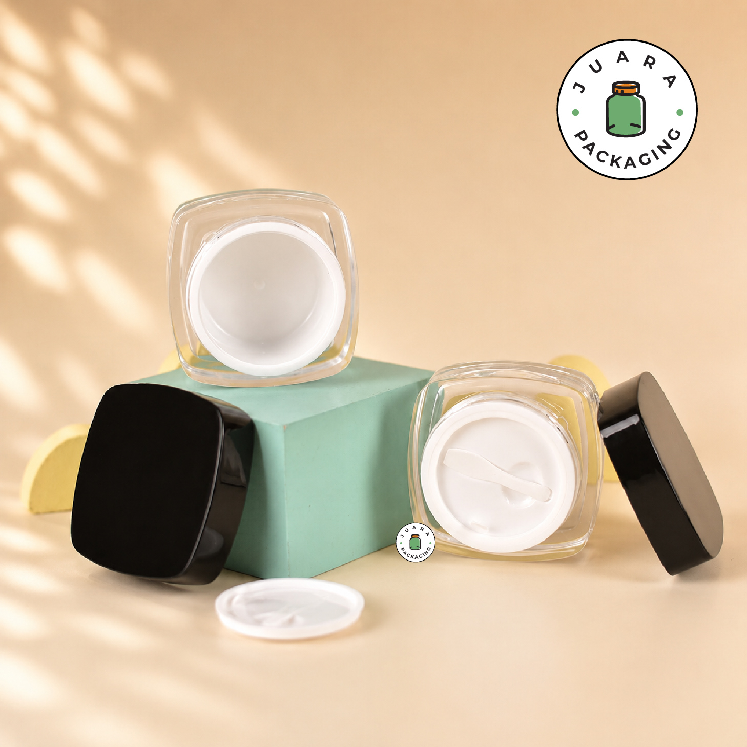 Pot Cream Acrylic Spatula + Inner Lid Hitam - 20 gr 30 gr - Image 2