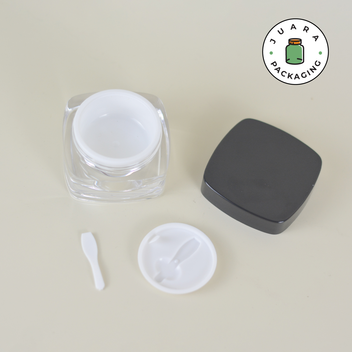 Pot Cream Acrylic Spatula + Inner Lid Hitam - 20 gr 30 gr - Image 5