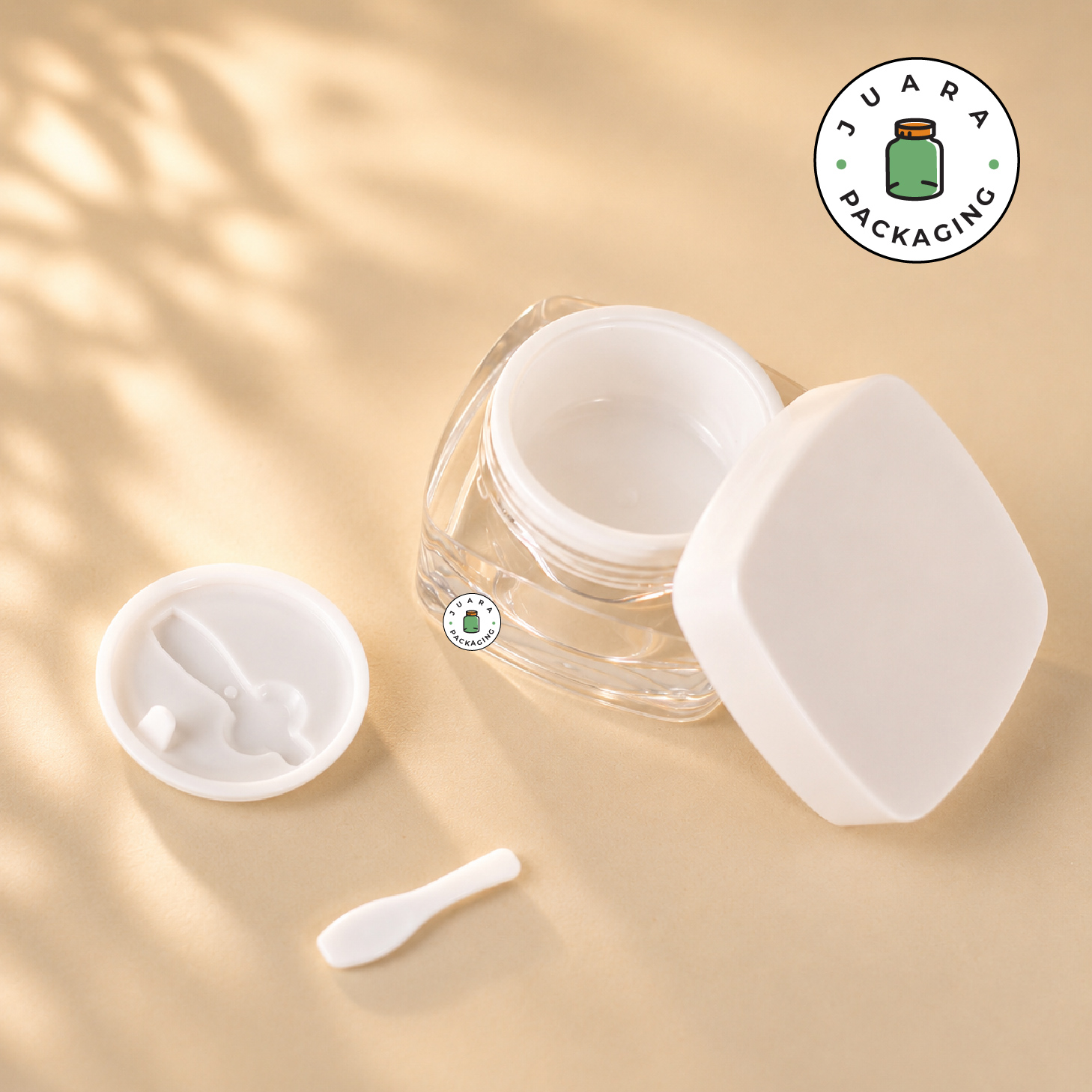 Pot Cream Acrylic Spatula + Inner Lid Putih - 20 gr 30 gr - Image 3