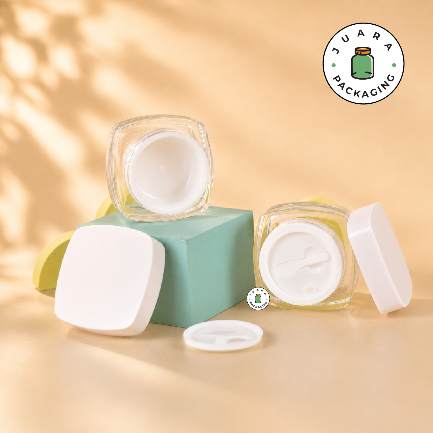 Pot Cream Acrylic Spatula + Inner Lid Putih - 20 gr 30 gr - Image 2