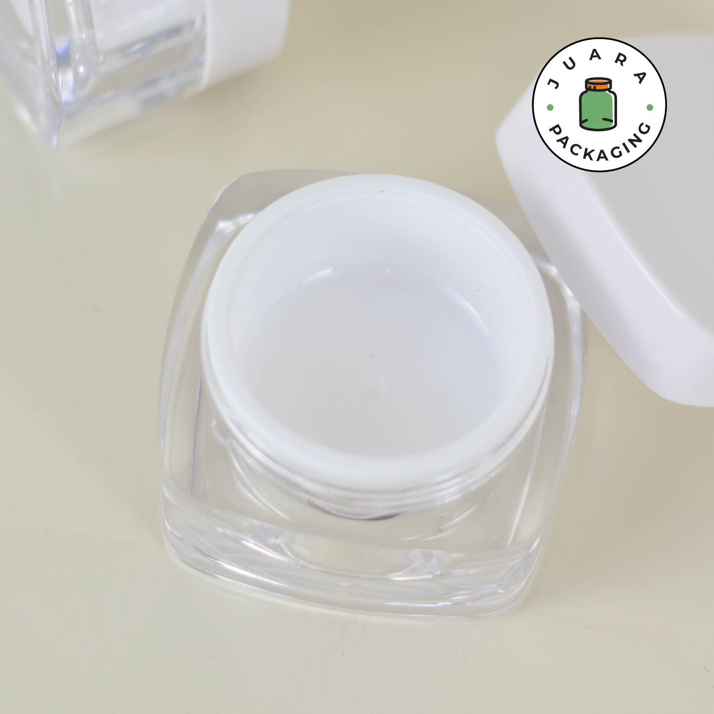 Pot Cream Acrylic Spatula + Inner Lid Putih - 20 gr 30 gr - Image 4