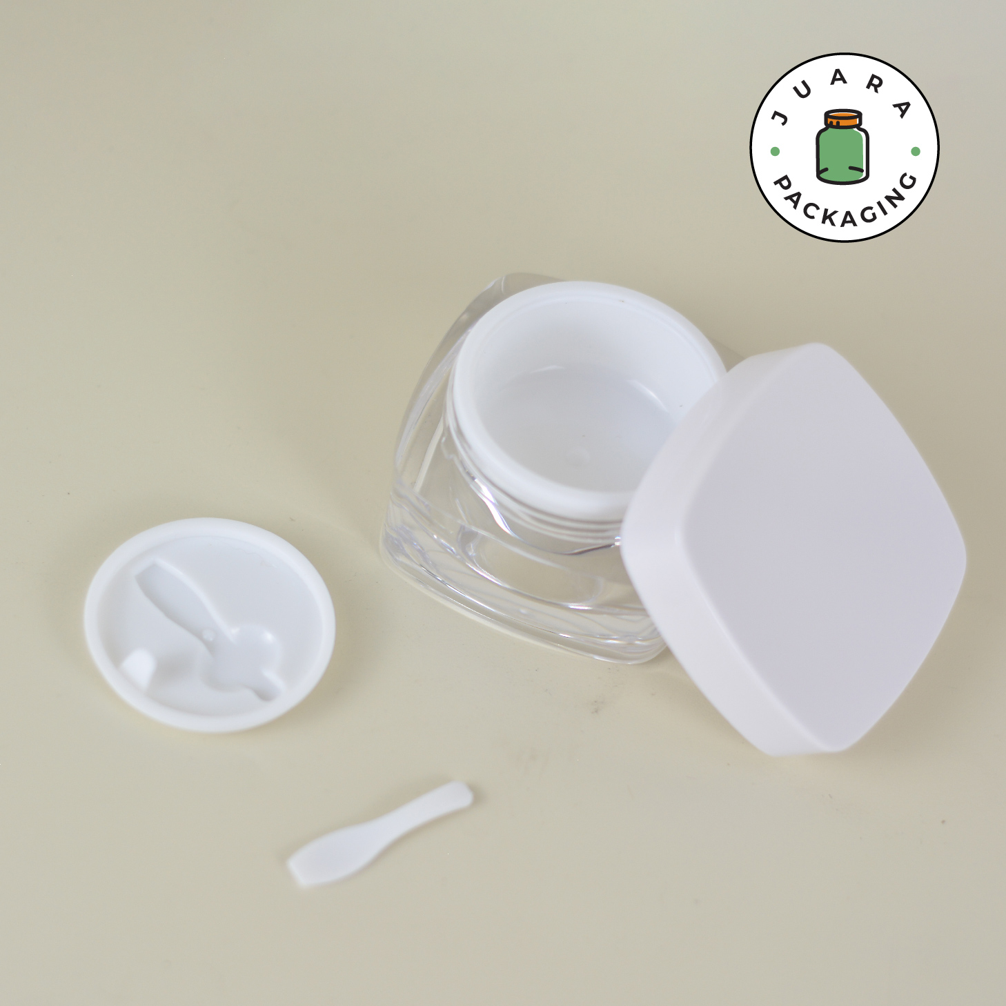 Pot Cream Acrylic Spatula + Inner Lid Putih - 20 gr 30 gr - Image 5