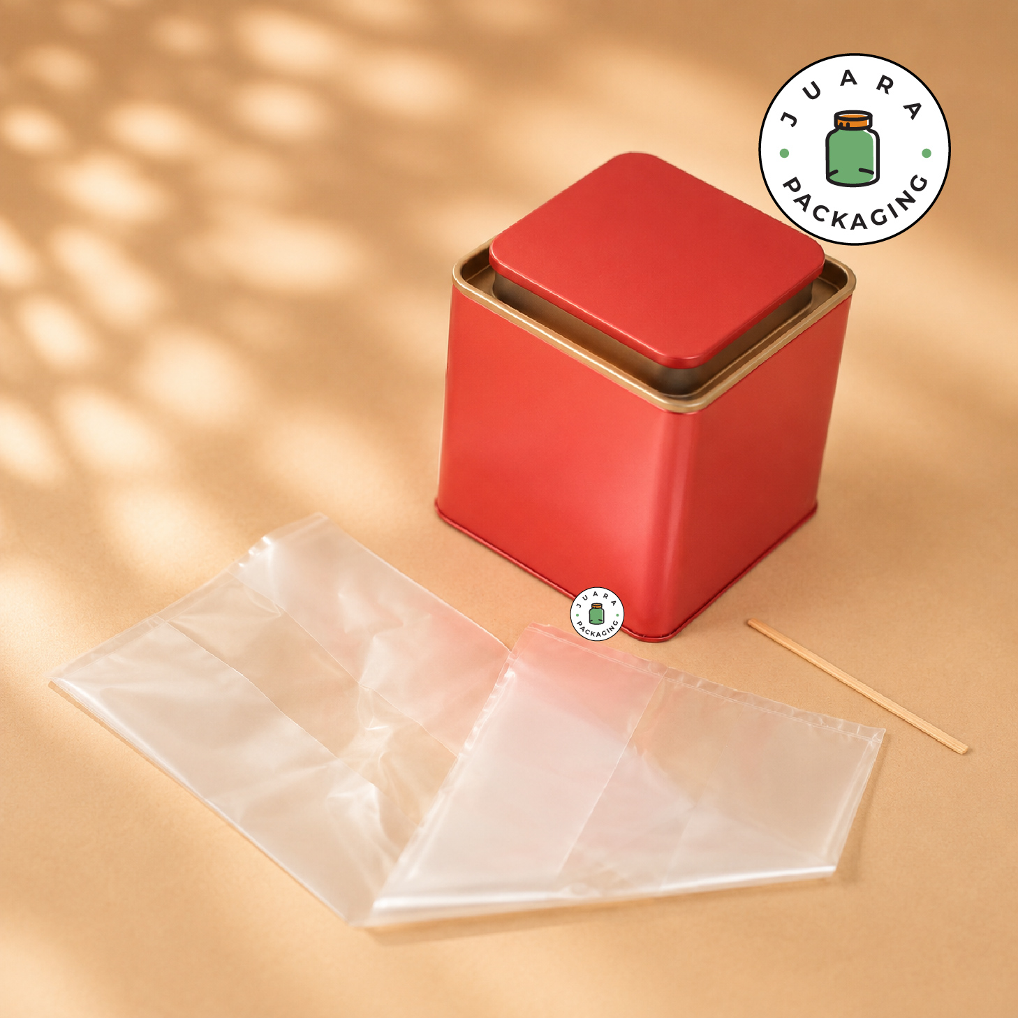 Jar Tin Can Kotak Merah + Plastik - Image 5