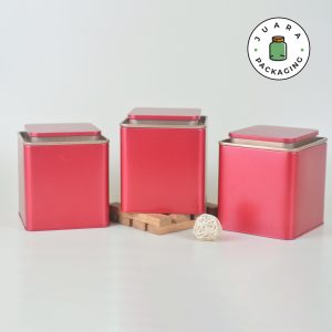 Jar Tin Can Kotak Merah + Plastik